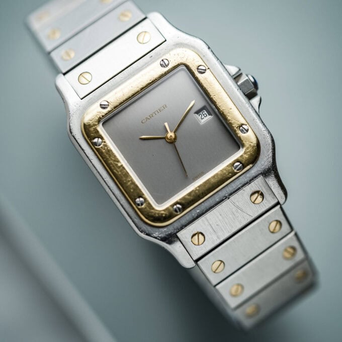 CARTIER SANTOS CARREE 2961 – SLATE GRAY / GUN METAL – Mixte