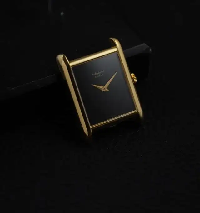 CHOPARD large 18k gold TANK – ref.2012 – black onyx dial – NOS