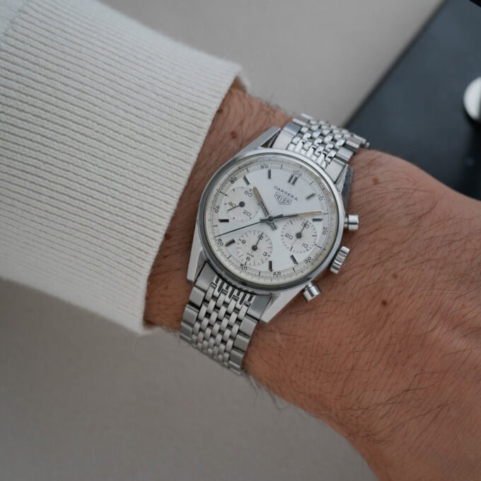 HEUER Carrera 12 Ref. 2447D (Decimal Dial) Egg Shell Sub Dials Valjoux 72