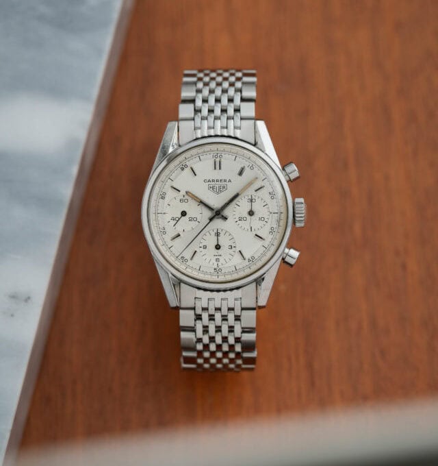 Alternative view of HEUER Carrera 12 Ref. 2447D (Decimal Dial) Egg Shell Sub Dials Valjoux 72