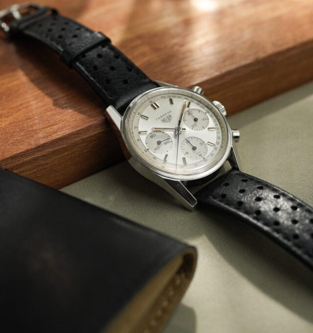 Alternative view of HEUER Carrera 12 Ref. 2447S Tachy – SWISS only dial – Valjoux 72