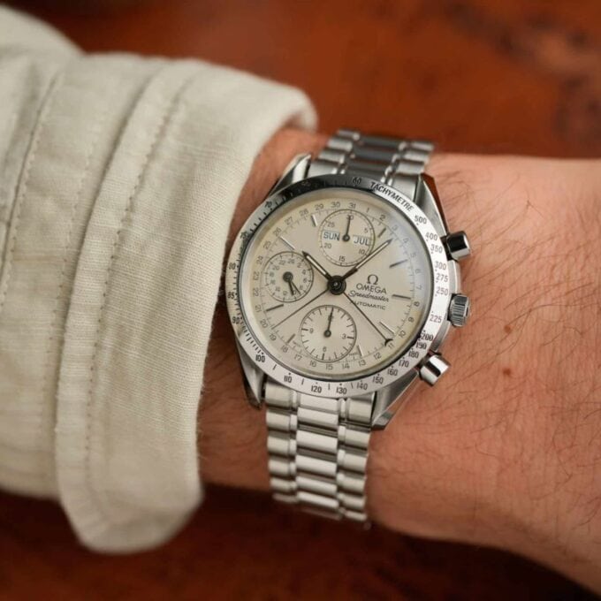 Alternative view of OMEGA Speedmaster triple date Automatic – 175.0084 – cream dial