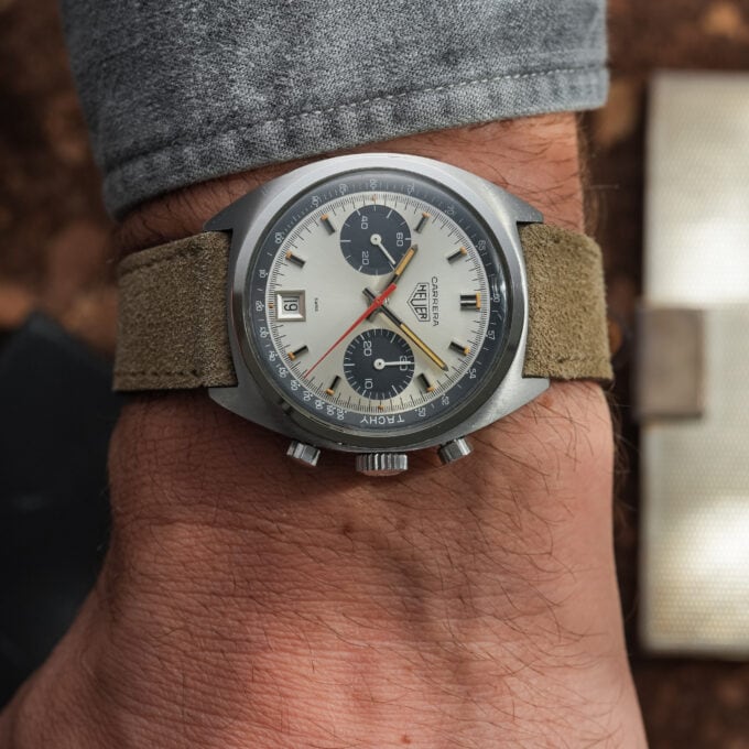 Alternative view of HEUER CARRERA 7853S – SILVER DIAL – VALJOUX 7734