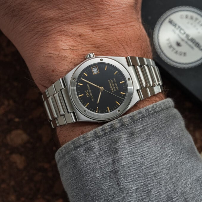 Alternative view of IWC Ingenieur 3508 – 500,000 A/m – Glossy Black Tritium Dial